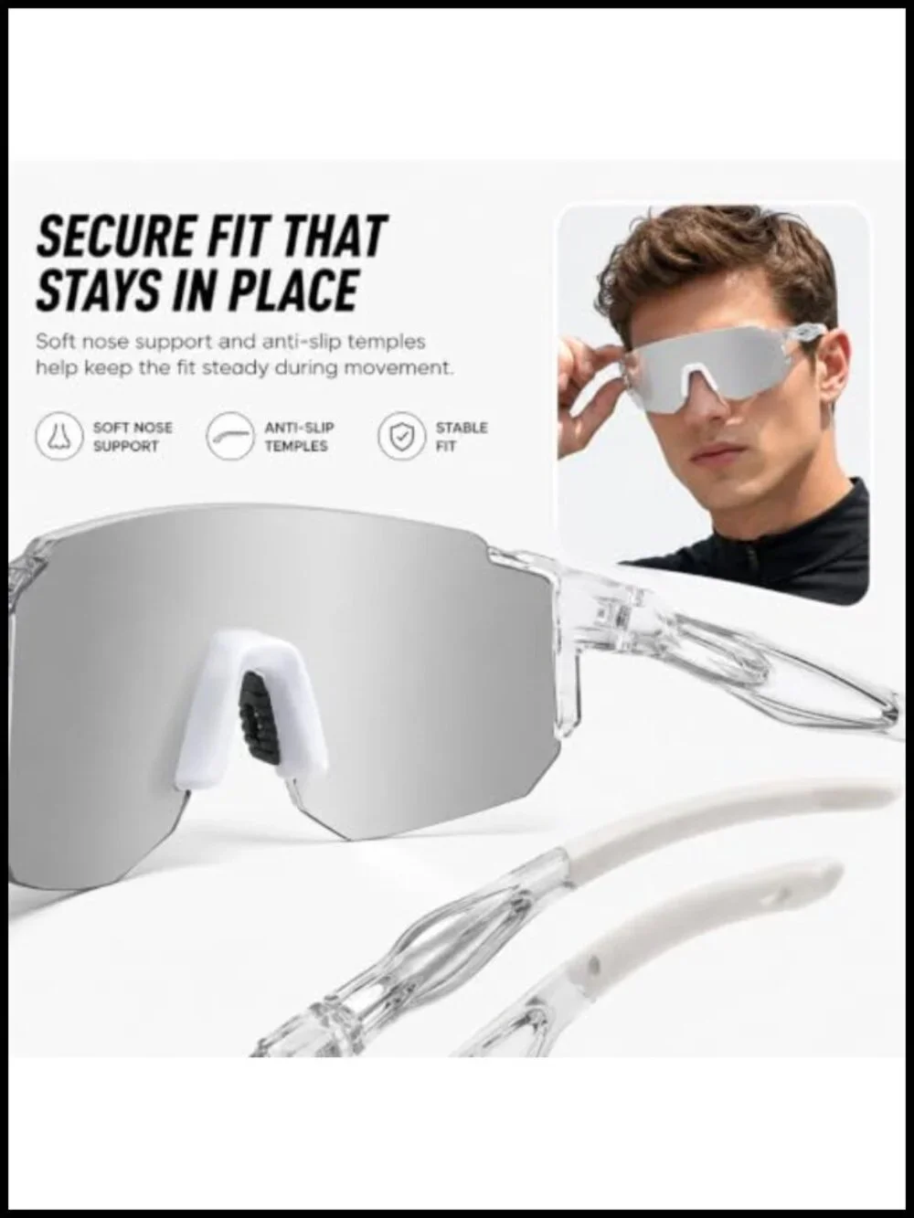 Mirrored Shield Sunglasses UV400 Protection for Cycling Running Golf